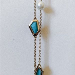 Turquoise and pearl gold necklace